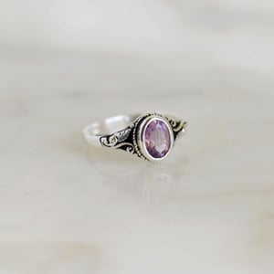 Image of Amethyst oval cut vintage style silver ring
