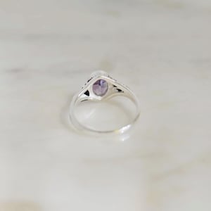Image of Amethyst oval cut vintage style silver ring