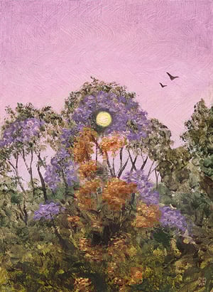 Image of The moon through the trees from my childhood bedroom window I & II