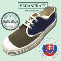 Image 1 of VEGANCRAFT tricolour canvas plimsoll sneaker shoes made in Slovakia 