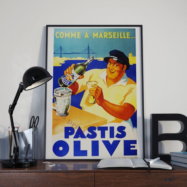 Pastis Olive | Comme a Marseille | Marc | 1936 | Vintage Ads | Wall Art Print | Vintage Poster