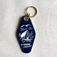 Image 1 of A-Frame Dreams Navy Blue & White Key Tag