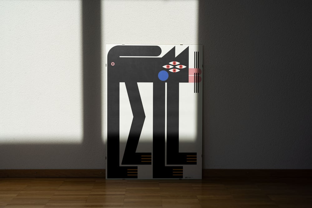 BLACK CAT WITH LONG LEGS Poster by Marco Oggian