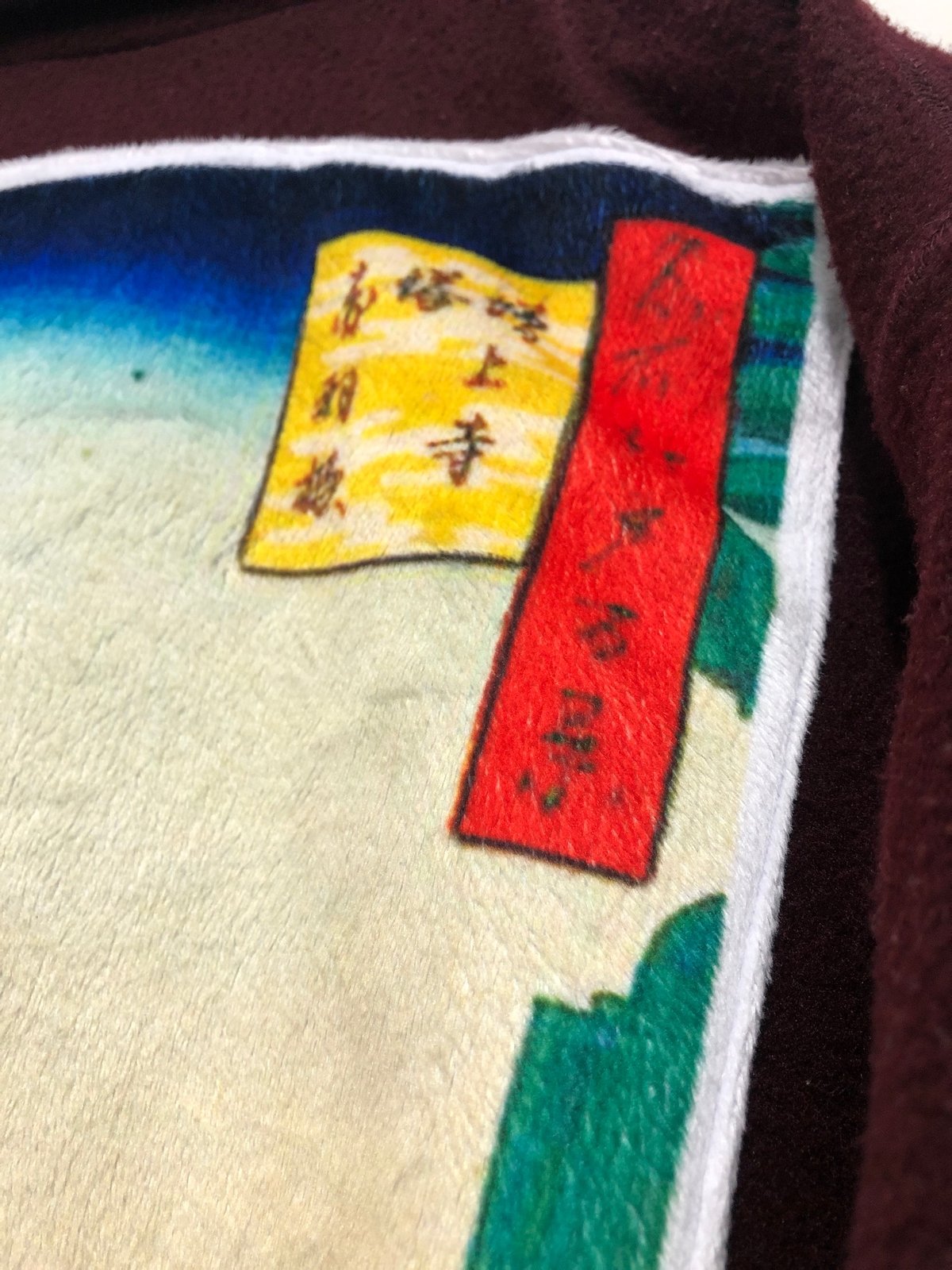 Image of Tan & Red Zip-up Temple sweater