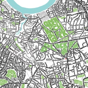 Image of SE London Parks – Greenwich-Blackheath-Hither Green-Lee-Kidbrooke Type Map