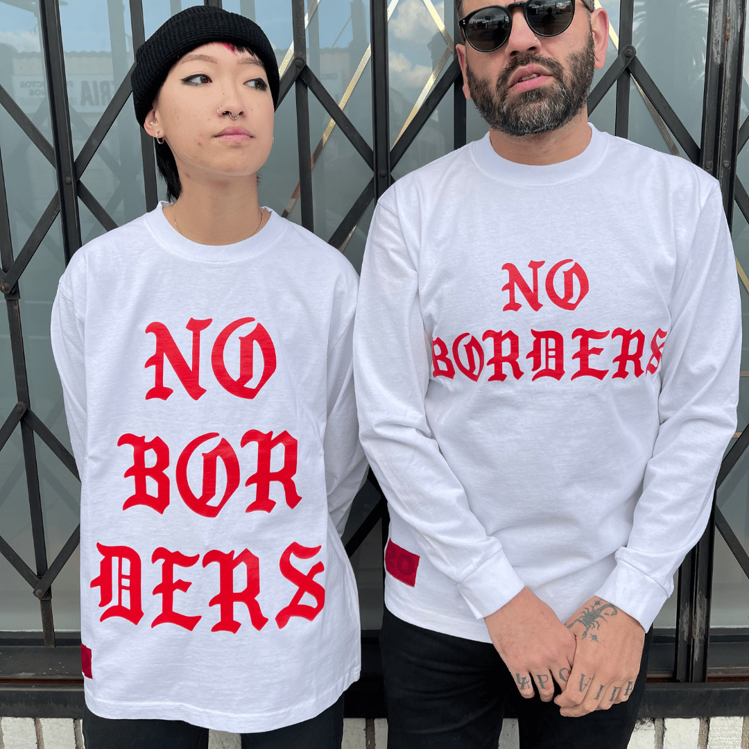 No Borders Long Sleeve T-Shirt - Design 1 | National Day Laborer