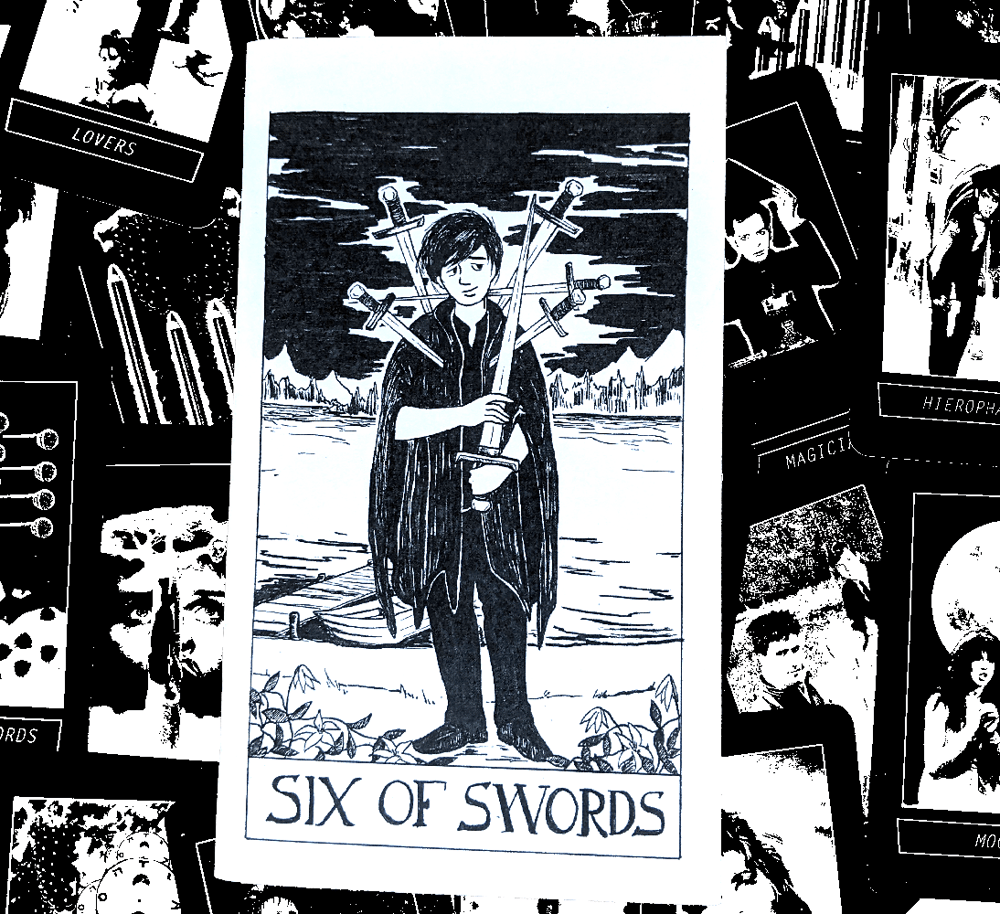 Drawing Room Tarot: Six of Swords