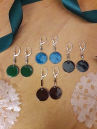 Image 1 of Enameled Penny Earrings with Pyrite Accents 3XK