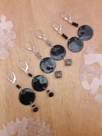 Image 2 of Black Enameled Penny Earrings 3XN, 3XP, 3XM
