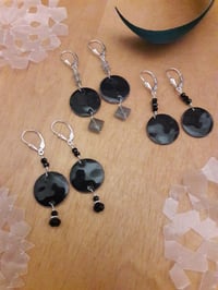 Image 3 of Black Enameled Penny Earrings 3XN, 3XP, 3XM