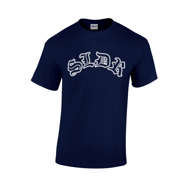 Image of SLDR T-SHIRT IN NAVY WITH WHITE LOGO