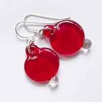 Image 1 of Coin Earrings - Red