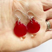 Image 4 of Coin Earrings - Red