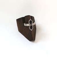 Image 3 of Double Black Onyx Sterling Silver Ring - Size 8.5