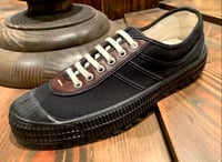 Image 1 of VEGANCRAFT hiker plimsoll black + brown leather lo top sneaker 