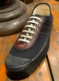 Image 2 of VEGANCRAFT hiker plimsoll black + brown leather lo top sneaker 