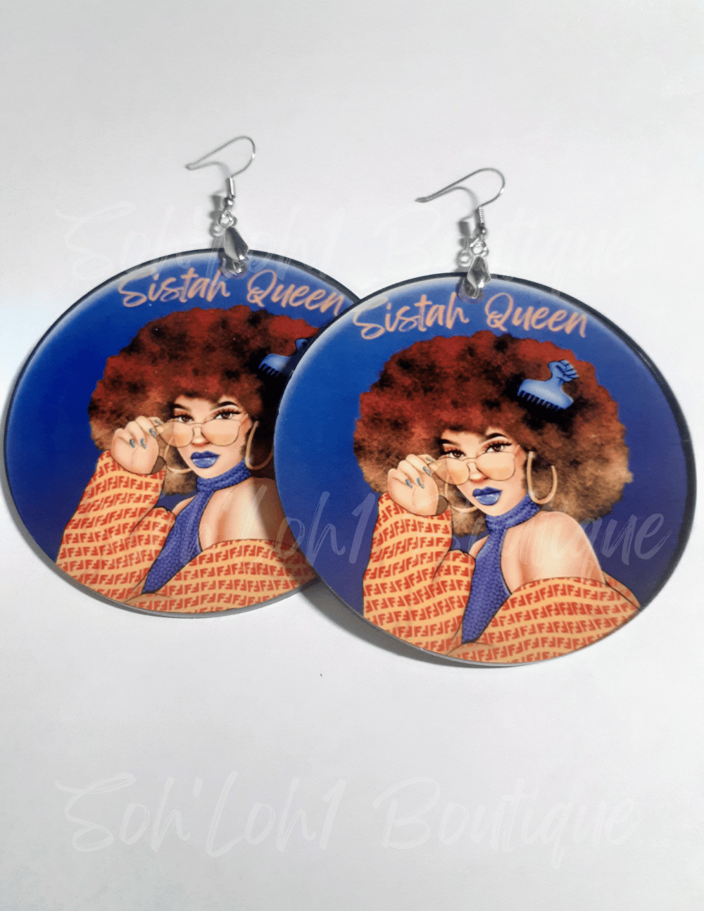 Image of Sistah Queen, Fashion, Custom, Acrylic, Black Art, African earrings