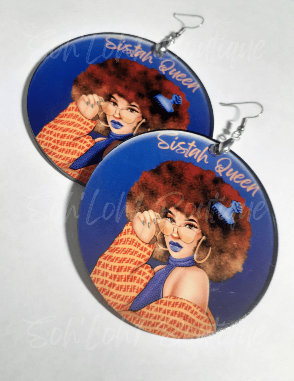Image of Sistah Queen Fashion Custom Acrylic Black Art African earrings