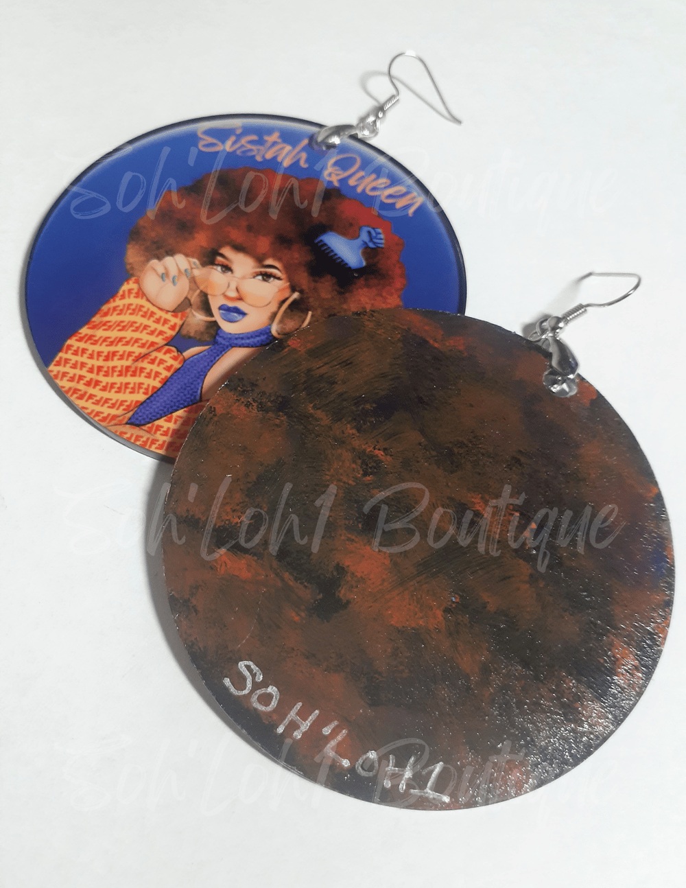 Image of Sistah Queen Fashion Custom Acrylic Black Art African earrings