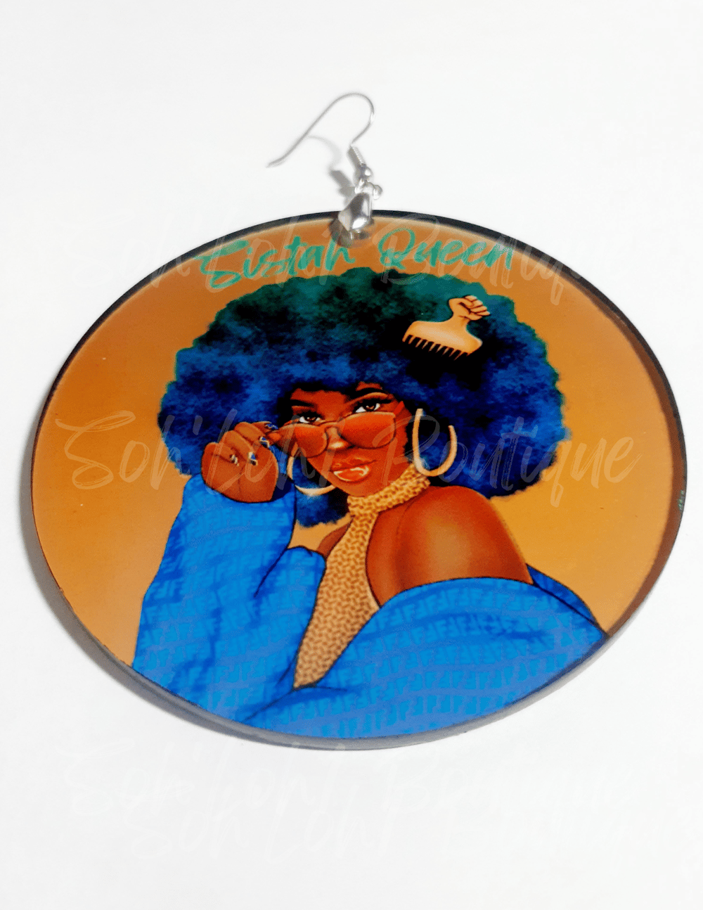 Image of Sistah Queen, Black Art, Acrylic, Sublimation, Afrocentric earrings