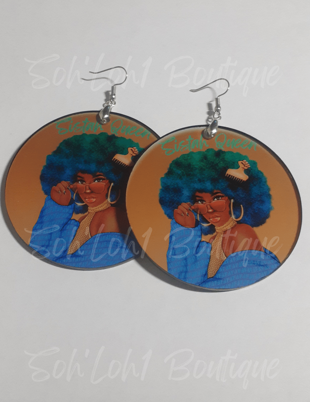 Image of Sistah Queen, Black Art, Acrylic, Sublimation, Afrocentric earrings