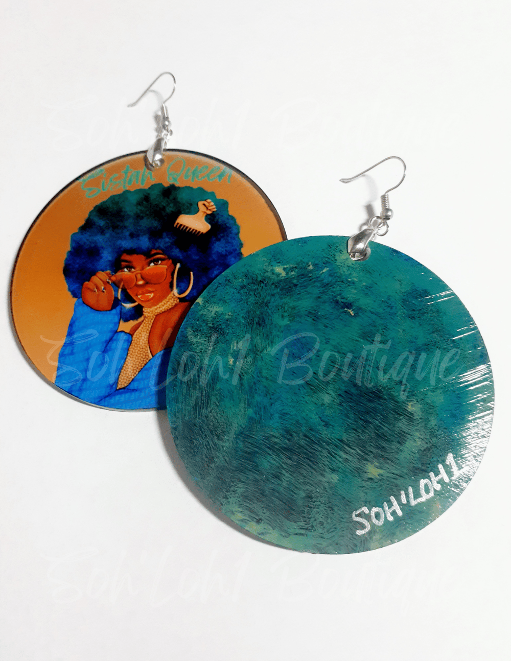 Image of Sistah Queen Black Art Acrylic Sublimation Afrocentric earrings