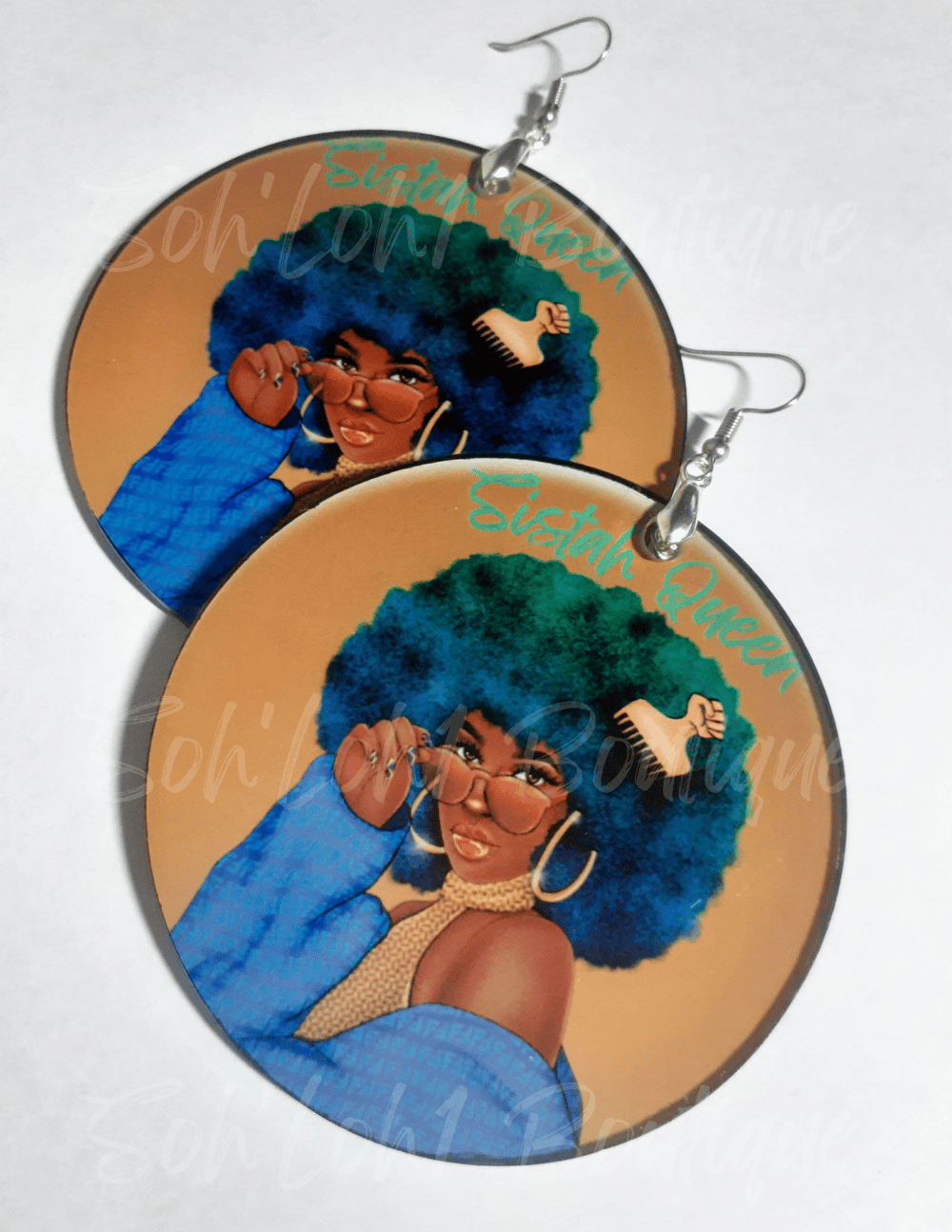 Image of Sistah Queen, Black Art, Acrylic, Sublimation, Afrocentric earrings