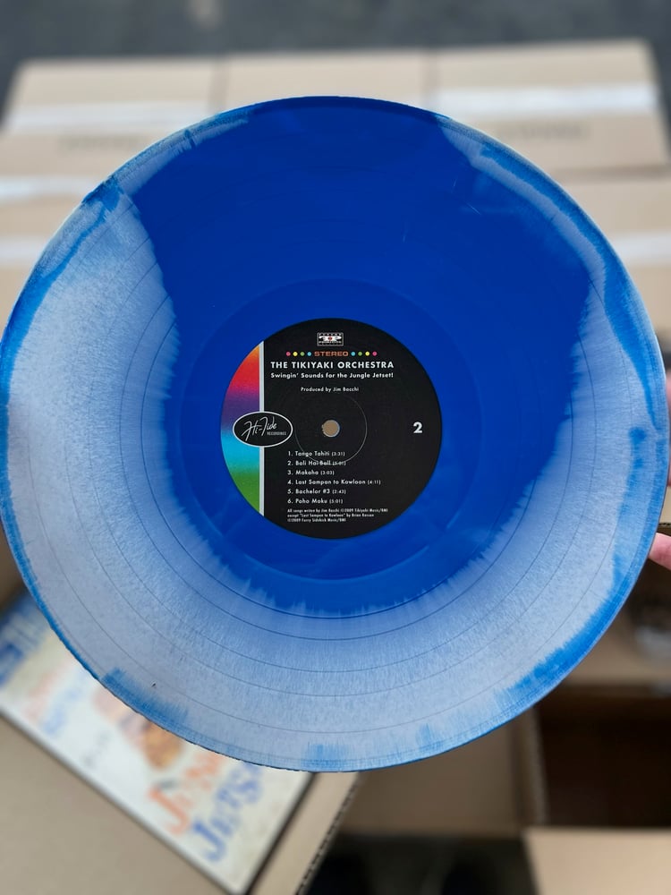 Image of OFFICIAL - TIKIYAKI ORCHESTRA - JETSTREAM BLUE VINYL  "SWINGING' SOUNDS FOR THE JUNGLE JETSET" LP