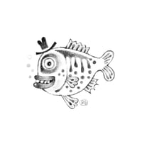 Image 1 of Fish with a hat! Original pencil drawing