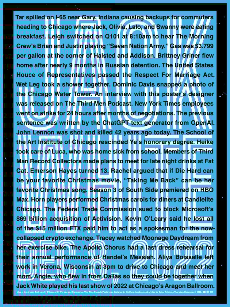 Image of Jack White. Dec 8, 2022. Chicago
