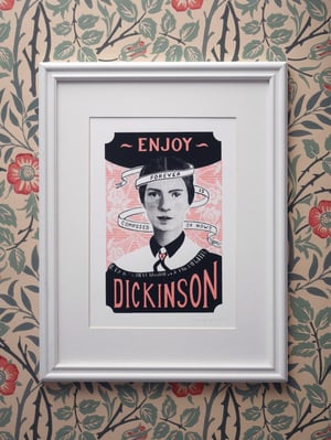 Image of EMILY DICKINSON "Forever is Composed of Nows" screenprint in RED, PEACH, or BLUE