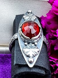 Image 4 of The Christmas Ring ~ True Red, Faceted Garnet Ring, Set in Sterling Silver