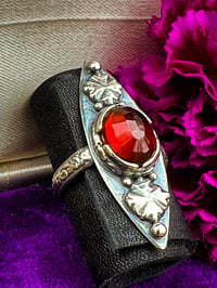 Image 5 of The Christmas Ring ~ True Red, Faceted Garnet Ring, Set in Sterling Silver