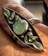The Wanderer ~ Soft Green, Rose-Cut Chalcedony Statement Ring, Set in Sterling Silver