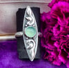 The Wanderer ~ Soft Green, Rose-Cut Chalcedony Statement Ring, Set in Sterling Silver