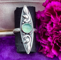 Image 2 of The Wanderer ~ Soft Green, Rose-Cut Chalcedony Statement Ring, Set in Sterling Silver