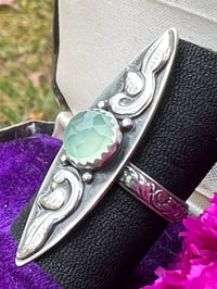 Image 4 of The Wanderer ~ Soft Green, Rose-Cut Chalcedony Statement Ring, Set in Sterling Silver