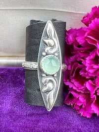 Image 5 of The Wanderer ~ Soft Green, Rose-Cut Chalcedony Statement Ring, Set in Sterling Silver