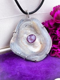 Image 1 of Sapphire Rose ~ Pink Rose-Cut Sapphire set Stone on Stone , Prong Set in Sterling Silver