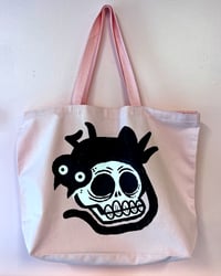 Image 1 of Black Cat on a Skull - Tote