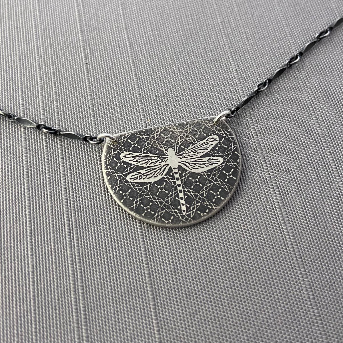 Sterling Silver Dragonfly Semicircle Necklace Lisa Hopkins Design