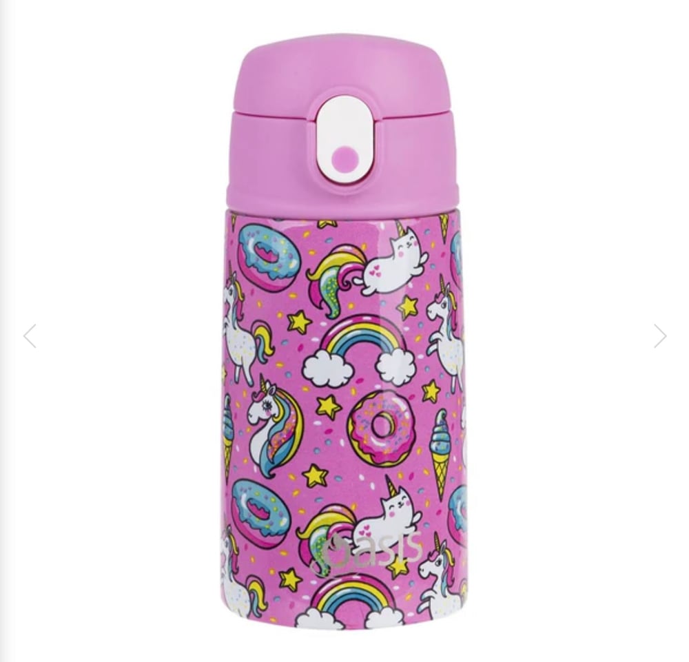 Oasis Insulated Drink Bottle with Sipper 400mls Unicorns
