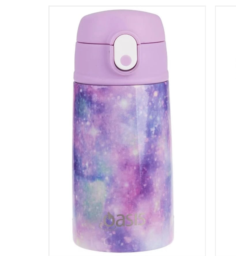 Oasis Insulated Drink Bottle with Sipper 400mls Pink Galaxy
