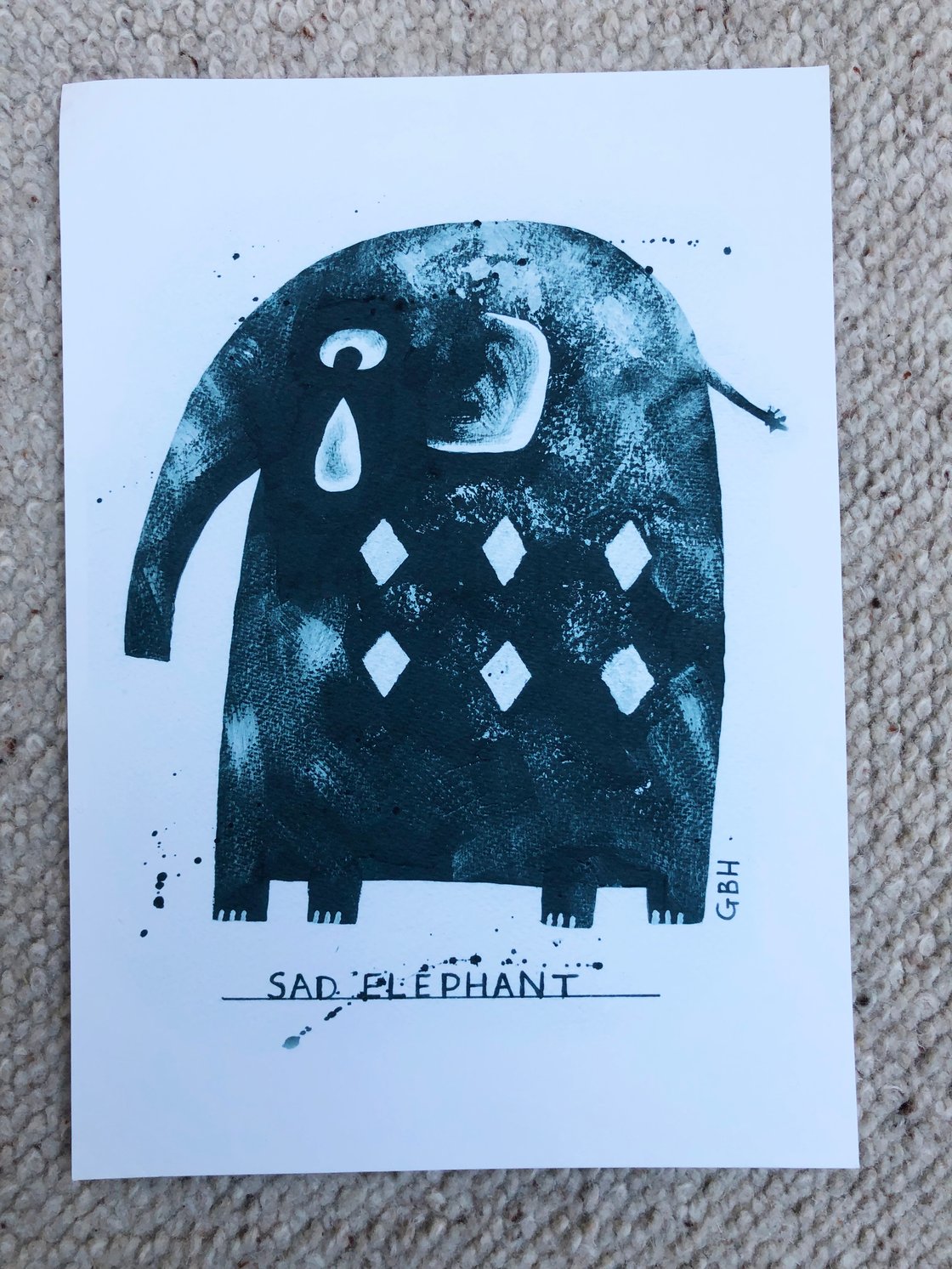Image of Sad Elephant - digital fine art print
