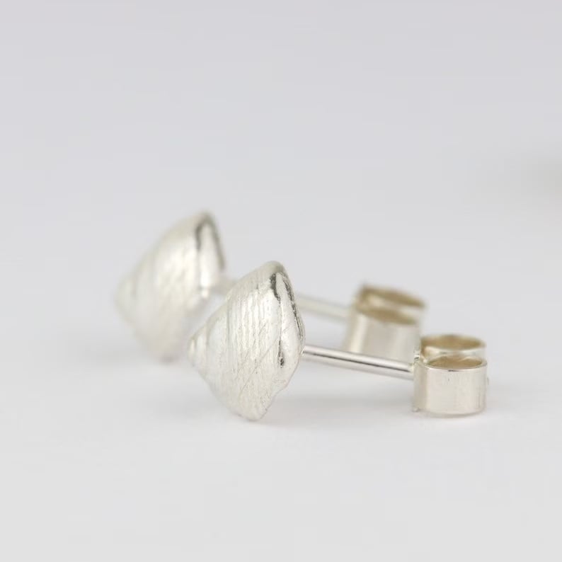 silver shell earrings, winkle shell stud earrings silver shell earrings, winkle shell stud earrings