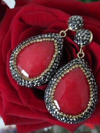 Image 1 of Kate Middleton Princess of Wales Inspired Replikate Red Gemstone Teardrop Earrings