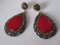 Image 2 of Kate Middleton Princess of Wales Inspired Replikate Red Gemstone Teardrop Earrings