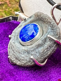 Image 3 of  I Love You to the Moon ~ Lapis Lazuli & Natural Chalcedony Necklace, Sterling Setting