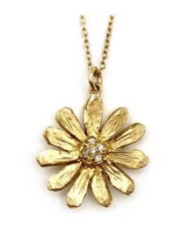 Image of 14 kt and Diamond Flower Necklace