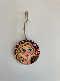 Image 1 of Tangled Rapunzel hand painted wooden Christmas ornament